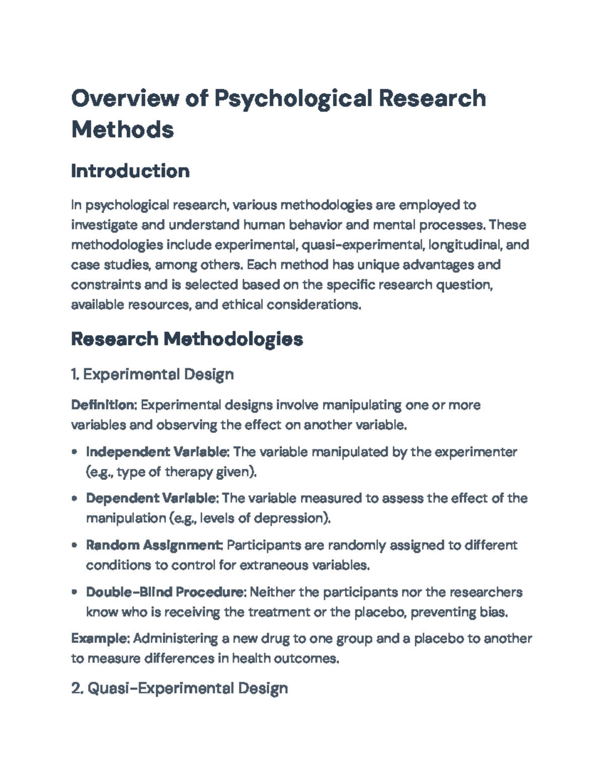 Research Methodologies and Critical Analysis in Psychology (PSY 101 ...