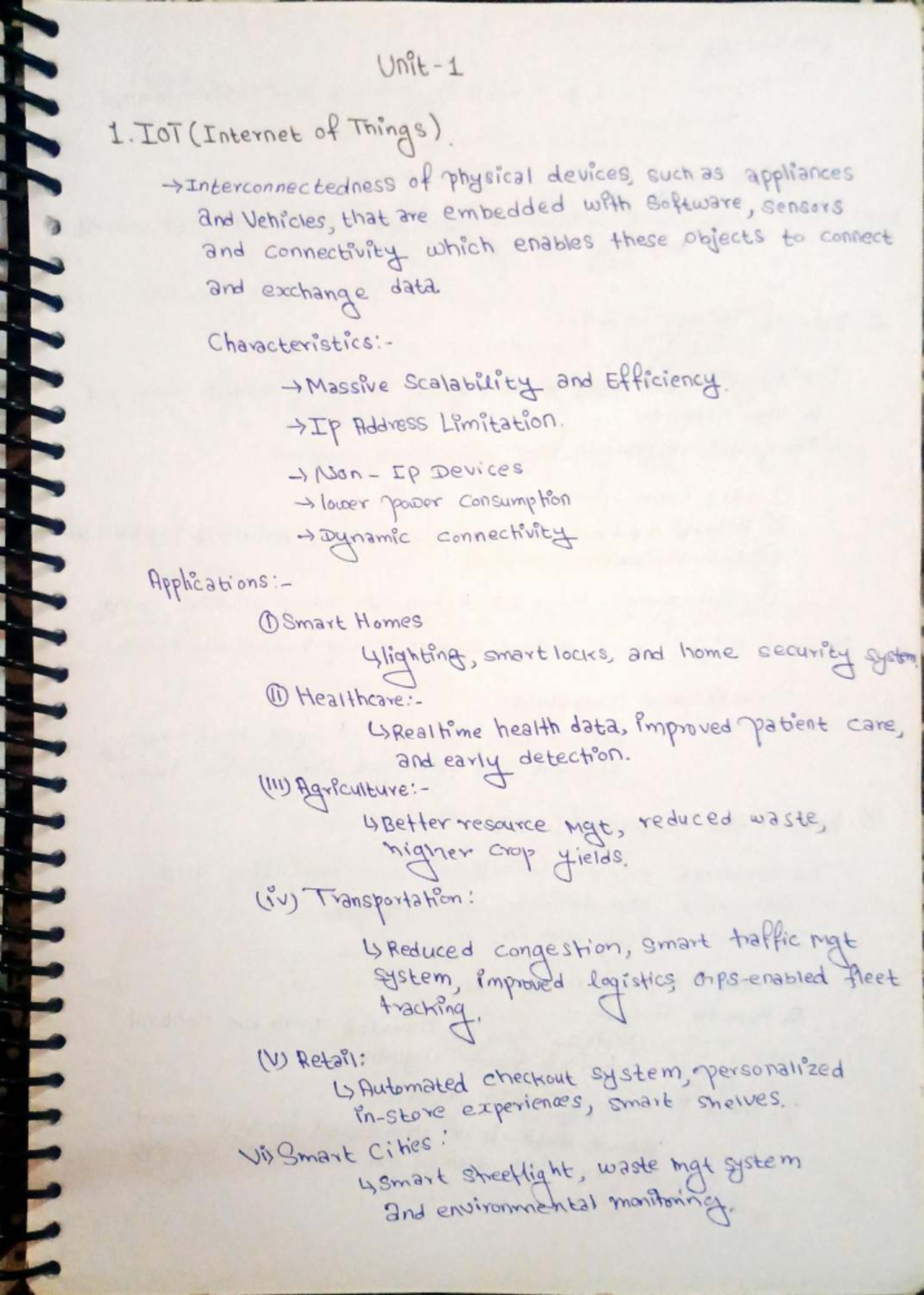 Internet of Things (IOT) Handwritten Notes for Exam Preparation - Studocu