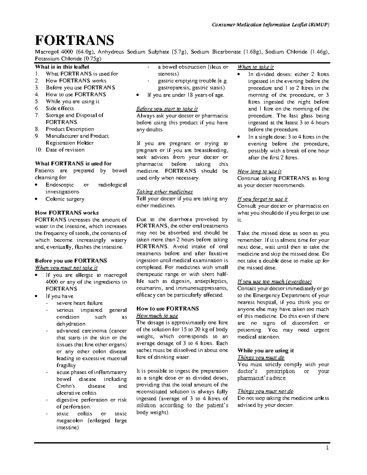 Fortran Final Exam: Consumer Medication Information & Guidelines - Studocu