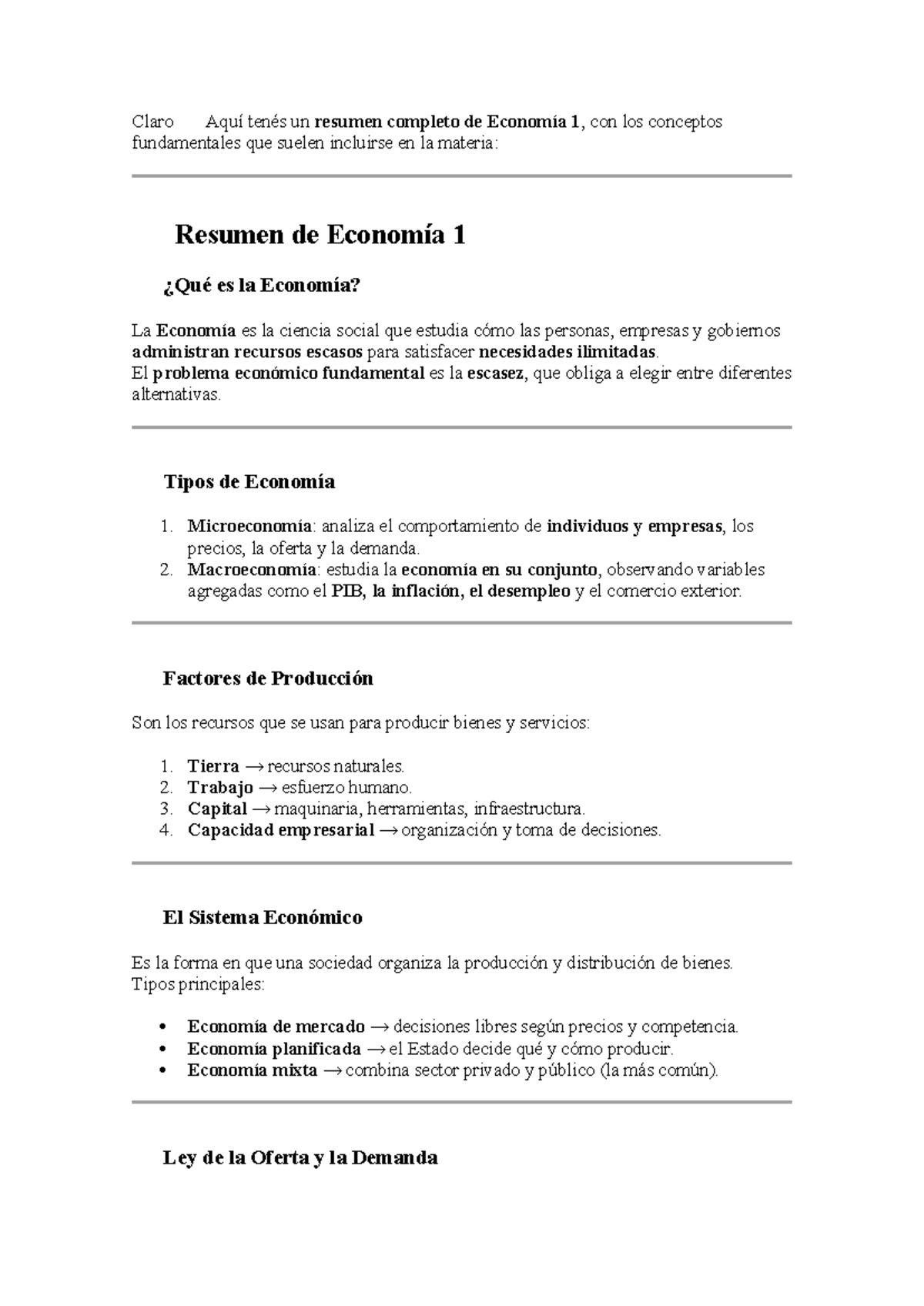 Resumen Completo de Economía 1 - DADAW - Studocu