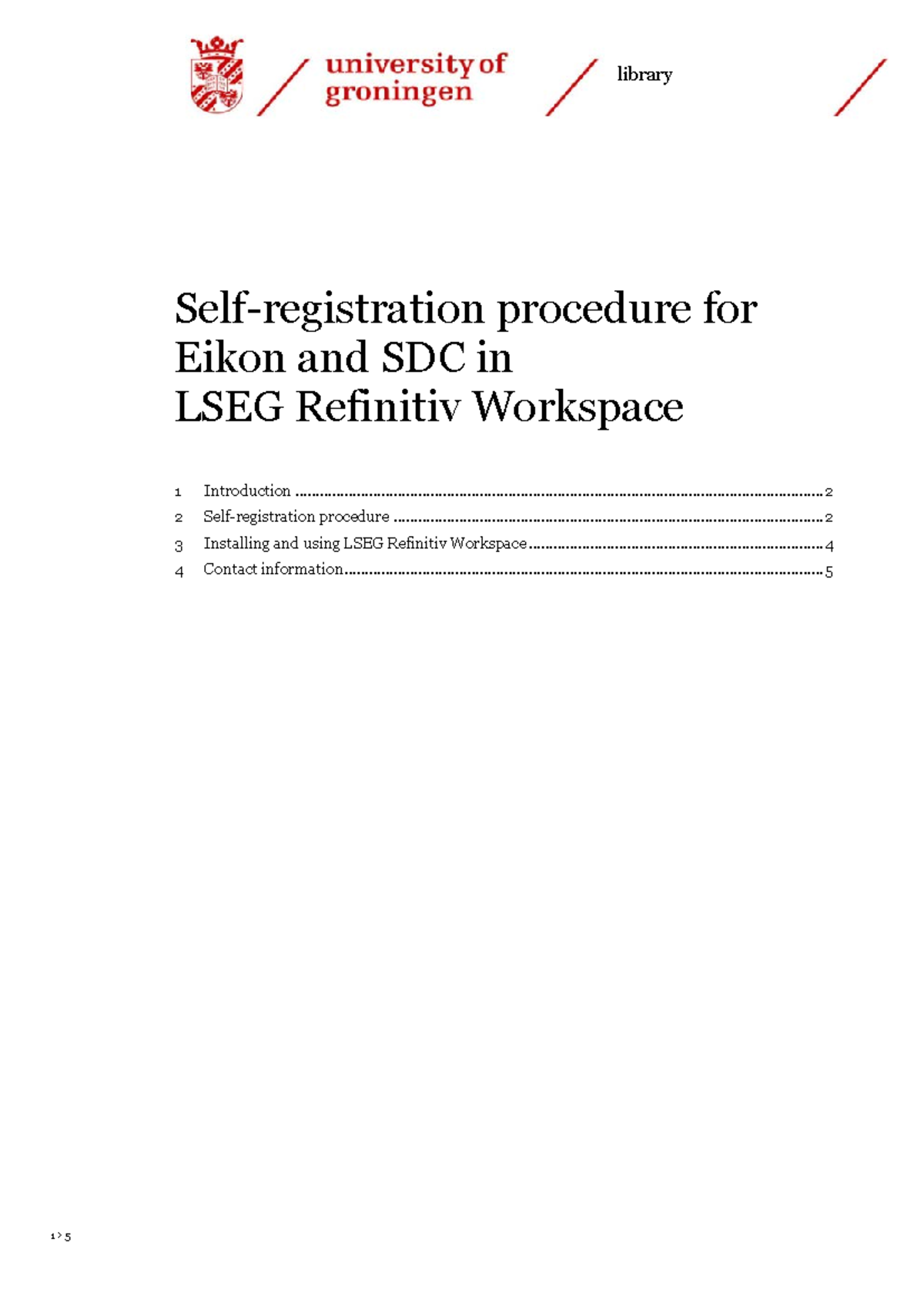 Self-registration Procedure for LSEG Refinitiv Workspace Guide ...