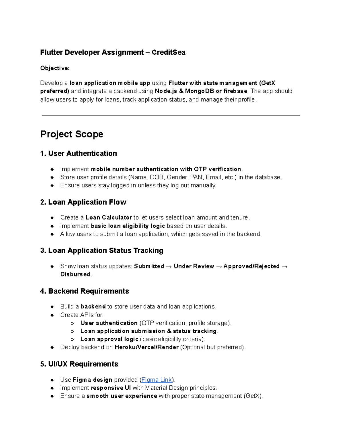 Flutter Developer Assignment – CreditSea: Loan App Development Guide ...