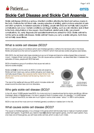 Sickle cell disease - some notes on SCD - Sickle cell disease Sickle ...