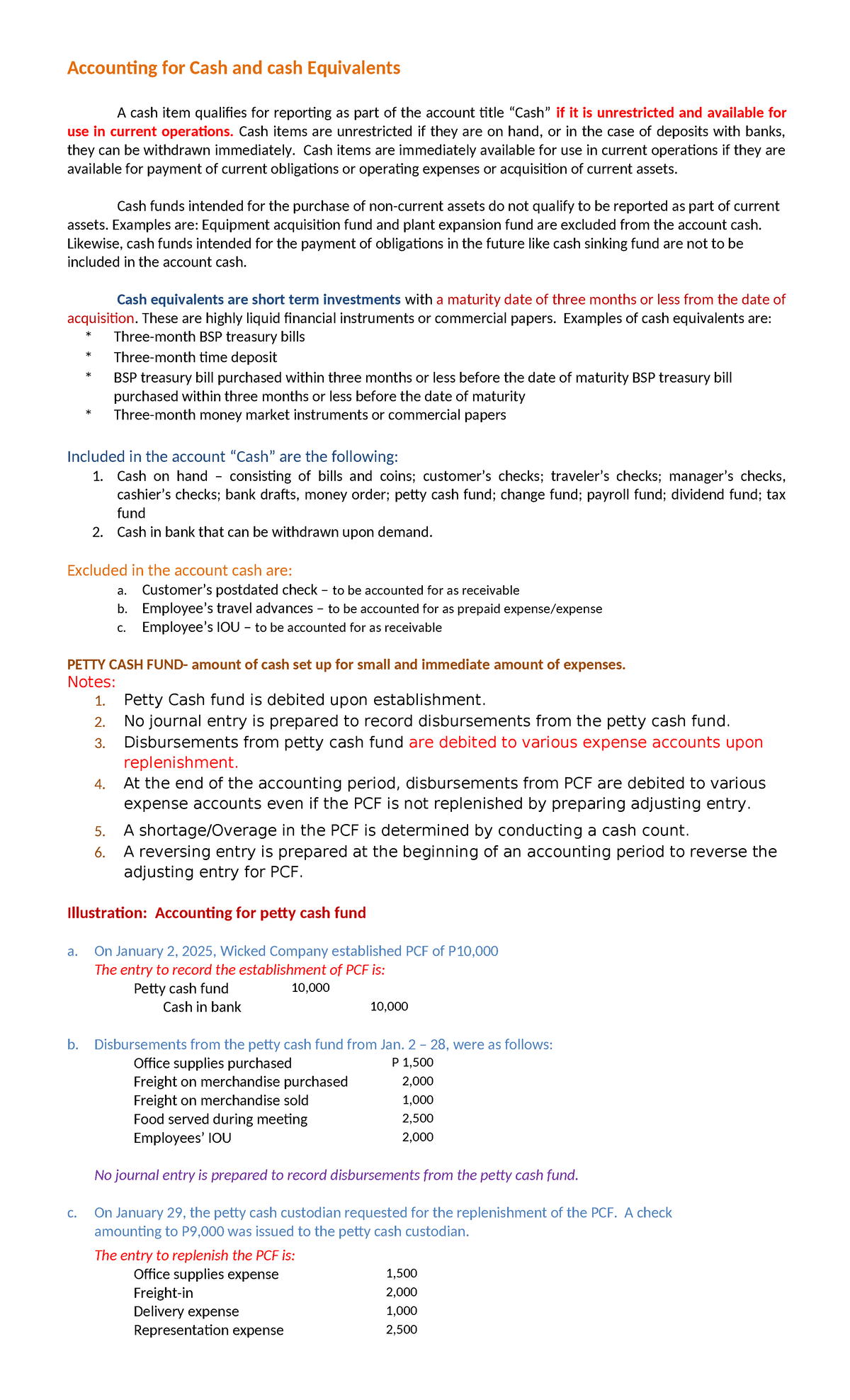 Intacc 1: Cash and Cash Equivalents - Key Concepts and Examples - Studocu