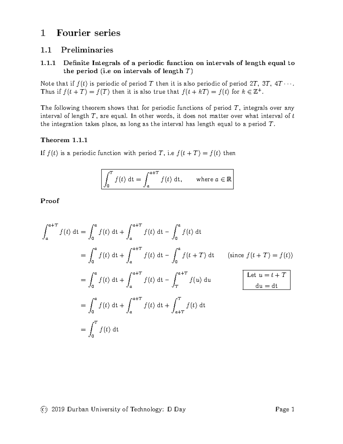 Fourier Series Preliminaries and Coefficients - MATHS 1.1 Notes - Studocu