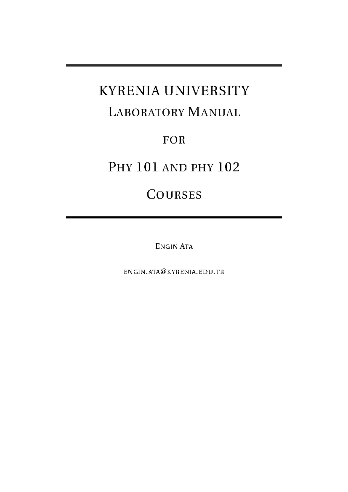 Syllabus for PHY 101: Physics I - Spring 2024 Course Overview - Studocu