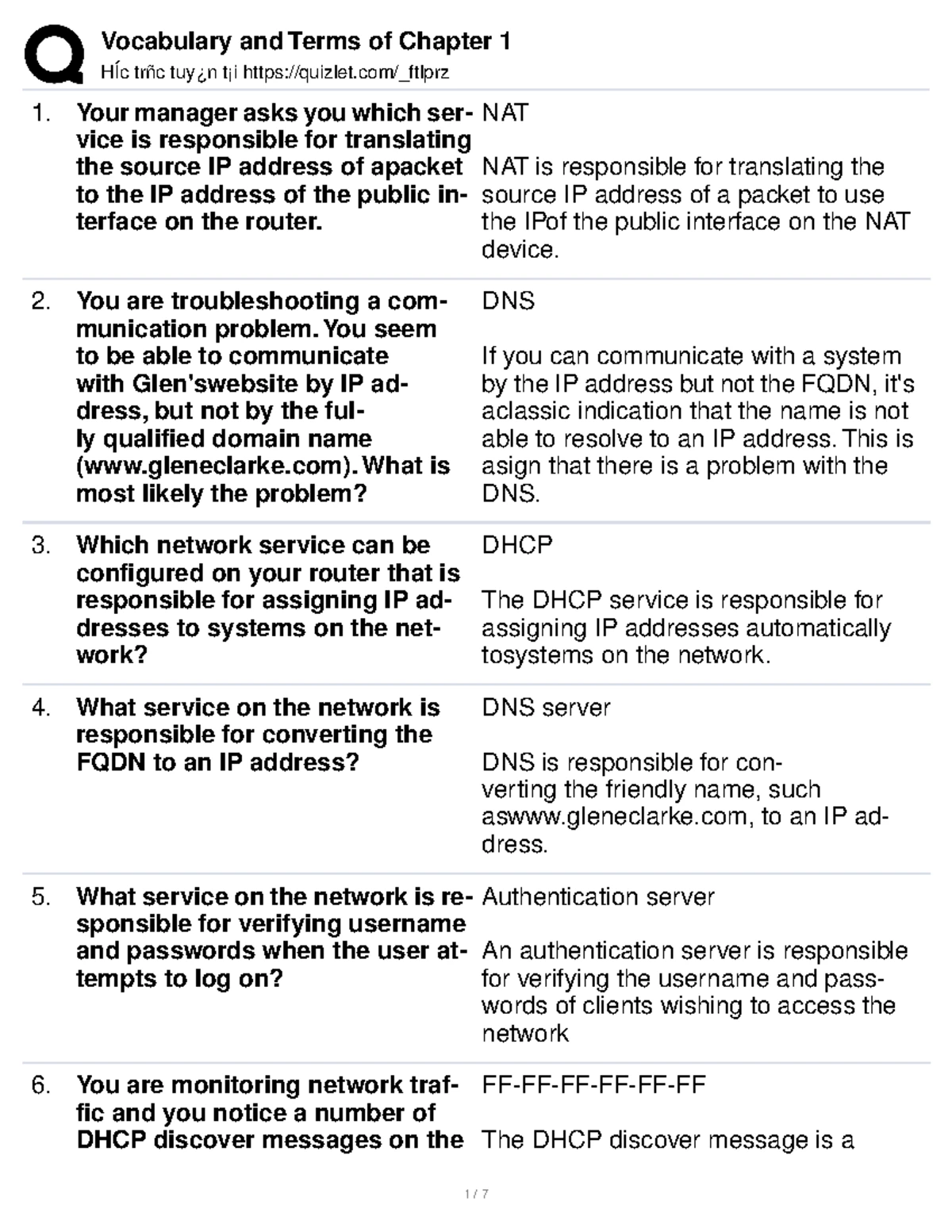 Practice for IT Networking Final Exam 3 Review Notes - Studocu