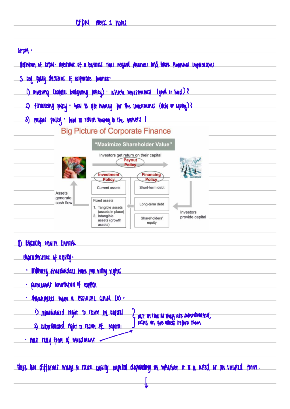 CFDM Week 1 Lecture Notes: Corporate Finance Fundamentals and IPOs ...