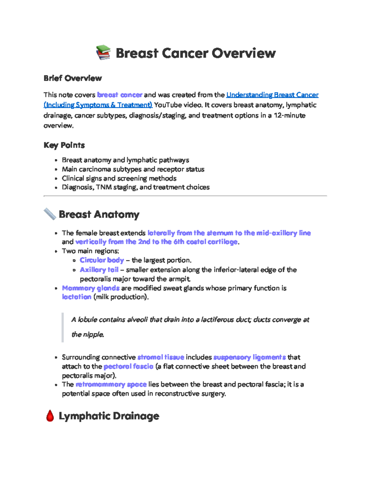 Understanding Breast Cancer: Overview & Treatment Options - Studocu