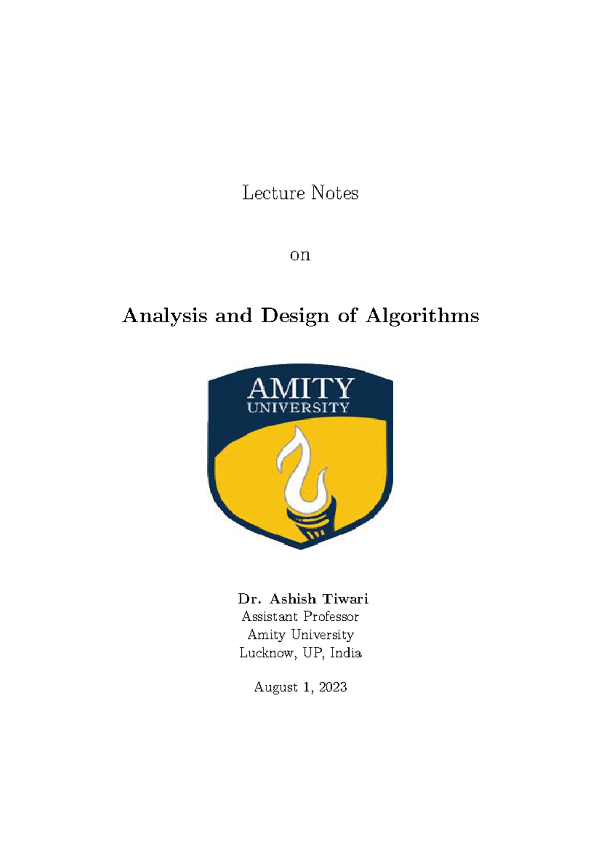 CSE ADA M2: Lecture Notes on Algorithms Design & Analysis - Studocu