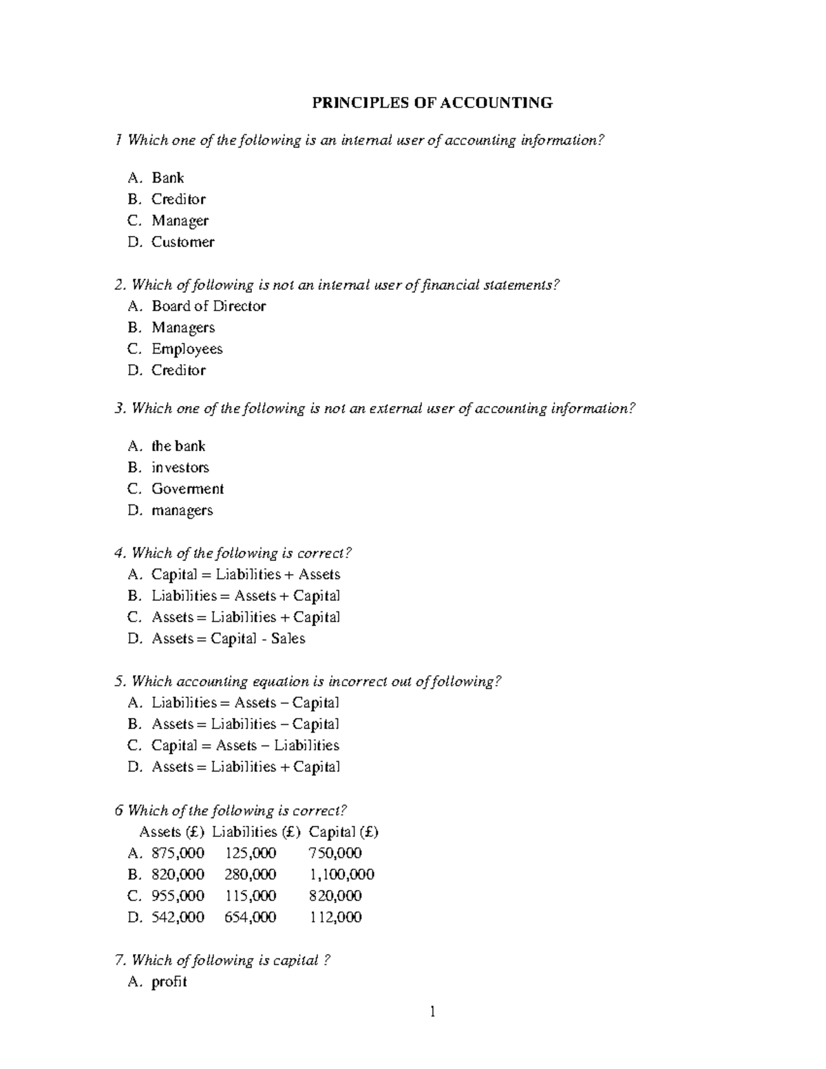 POA 2024: Principles of Accounting 1 Study Guide and Practice Questions ...