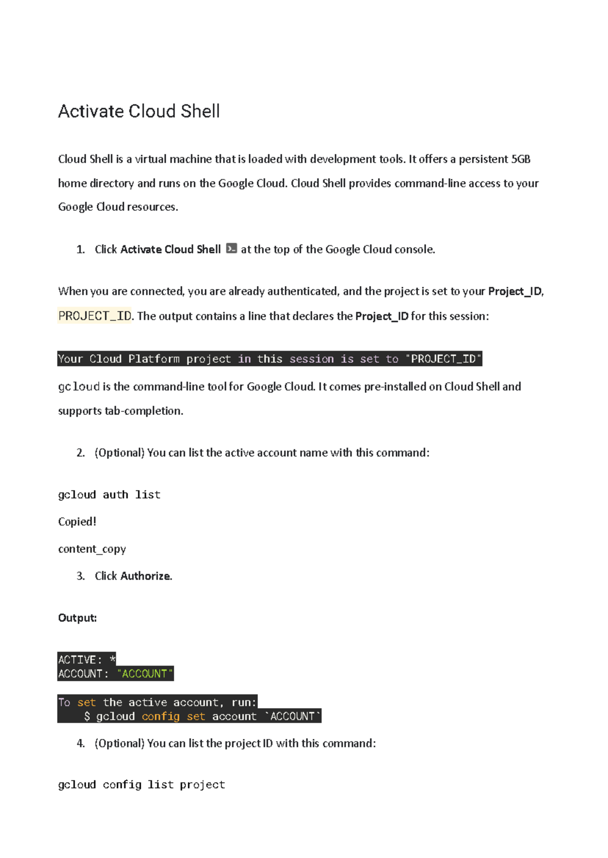 Google Cloud Notes: Activating Cloud Shell & Creating VM Instances ...