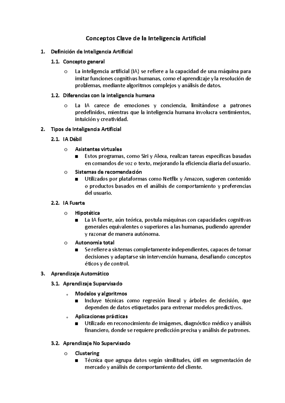 Conceptos Clave de la Inteligencia Artificial Tarea 1 - Conceptos Clave ...