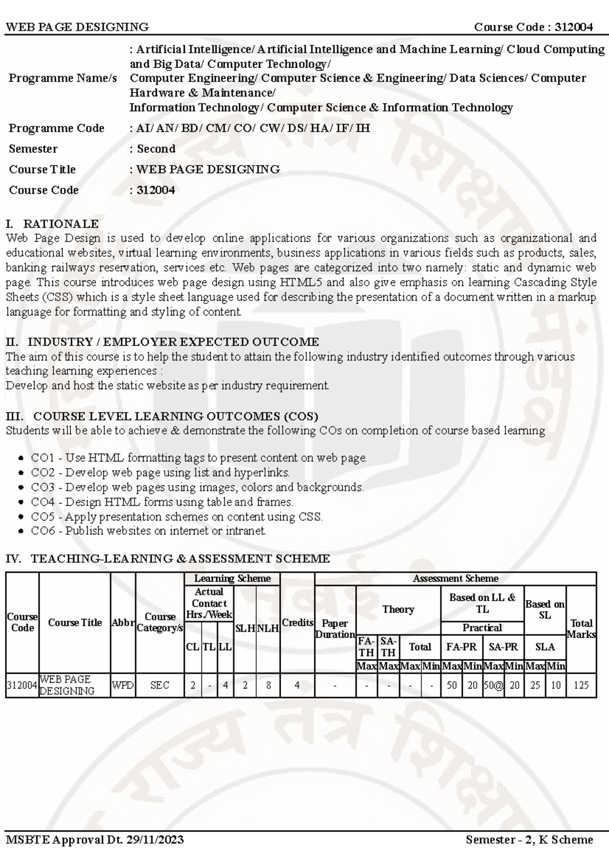 WEB PAGE DESIGNING Course Code: 312004 - Practical Guide and Learning ...