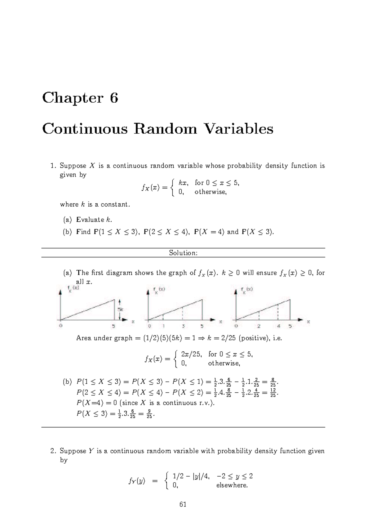 Chapter 6 Solutions: Continuous Random Variables Analysis - Studocu