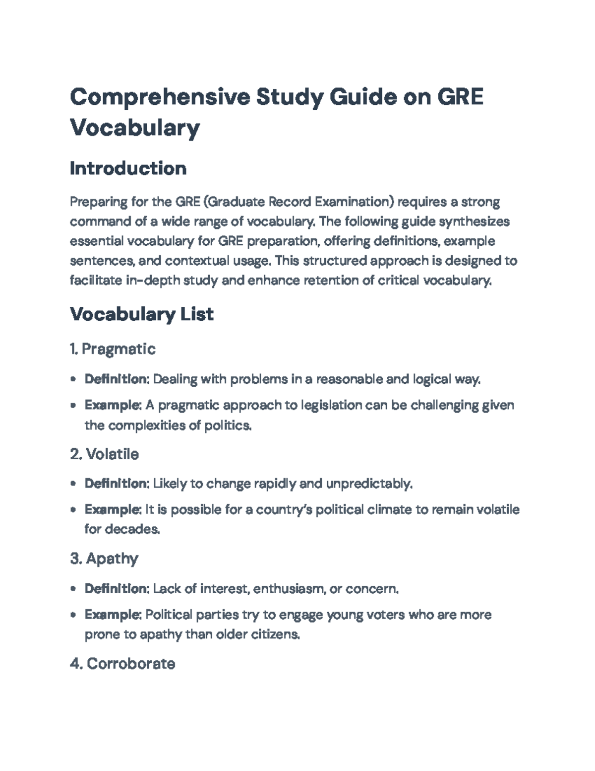Comprehensive GRE Vocabulary Study Guide for Exam Preparation ...