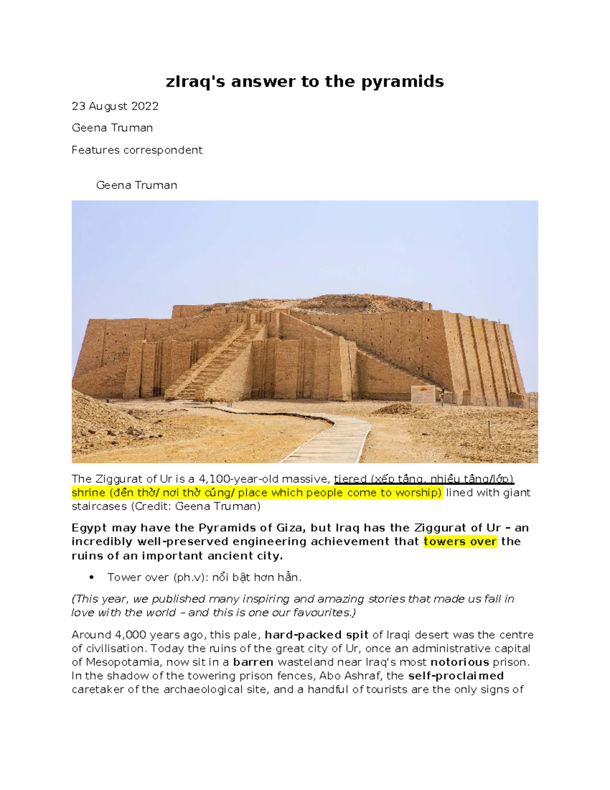 Iraq: The Ziggurat of Ur - An Ancient Engineering Marvel - Studocu