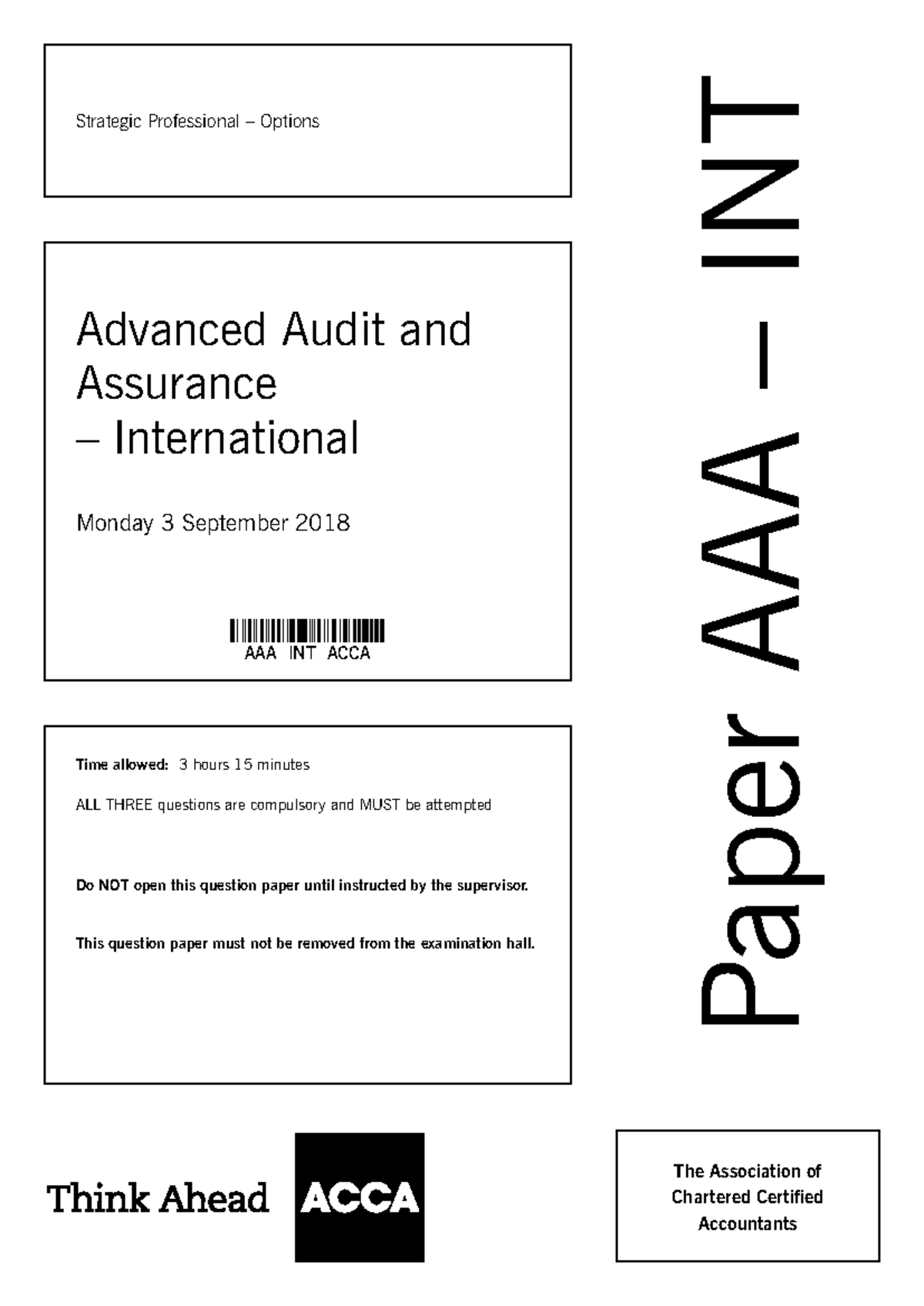 2018 INT ACCA P7 Advanced Audit & Assurance Exam Paper - Studocu