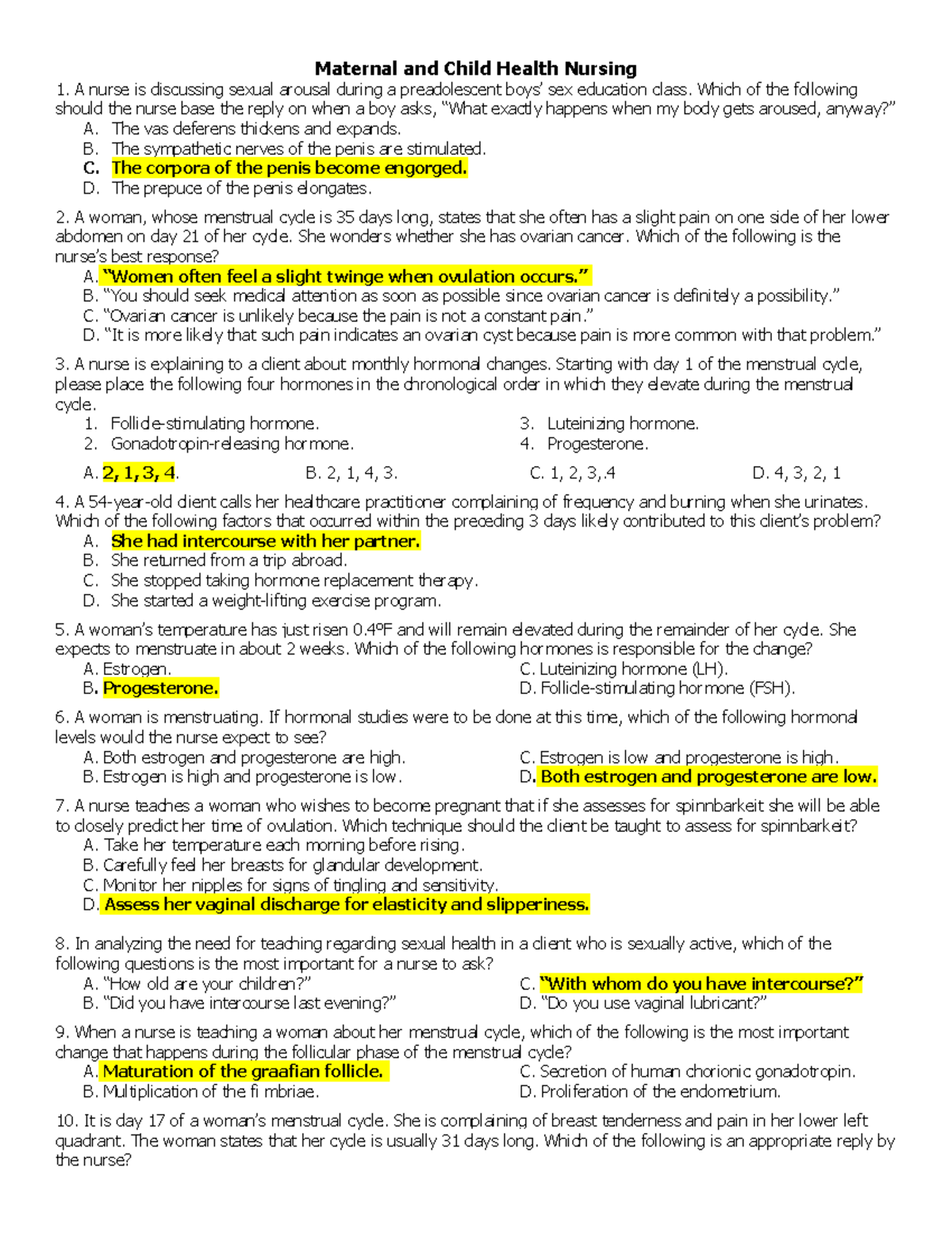 MCN-AND-CHN: Maternal and Child Health Nursing Study Guide - Studocu