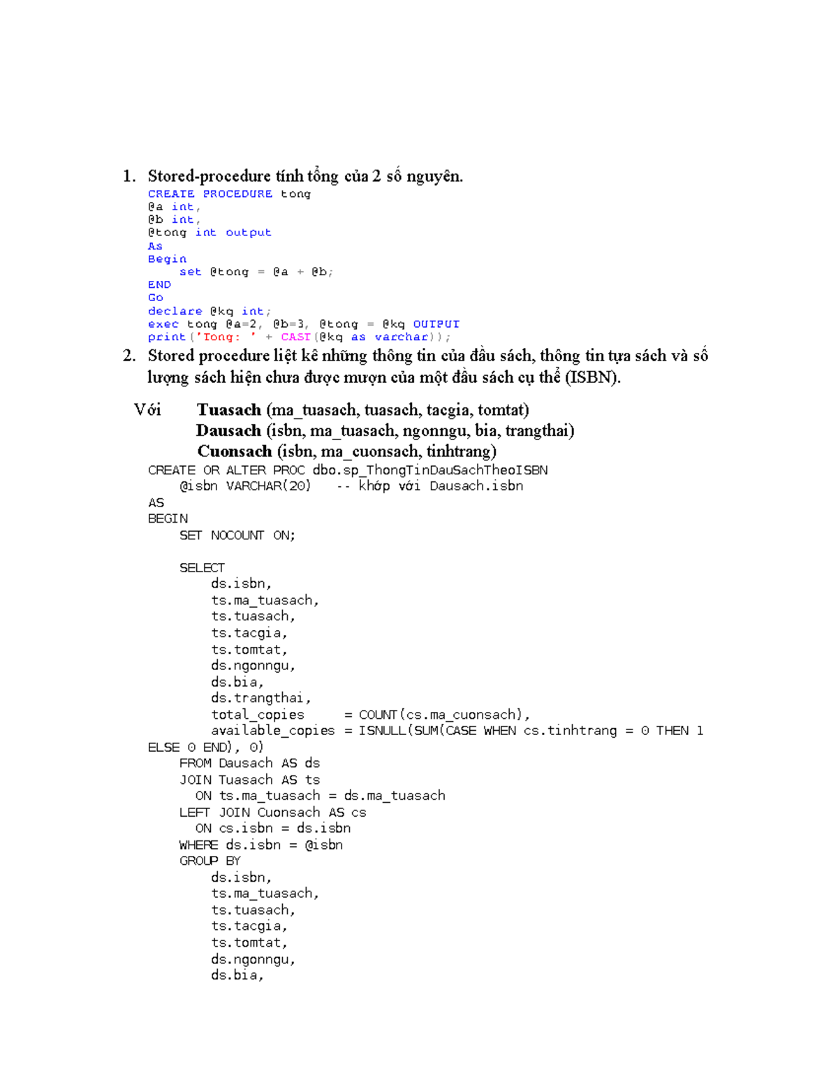 Stored Procedures and Functions in SQL for Library Management (BTC3 ...