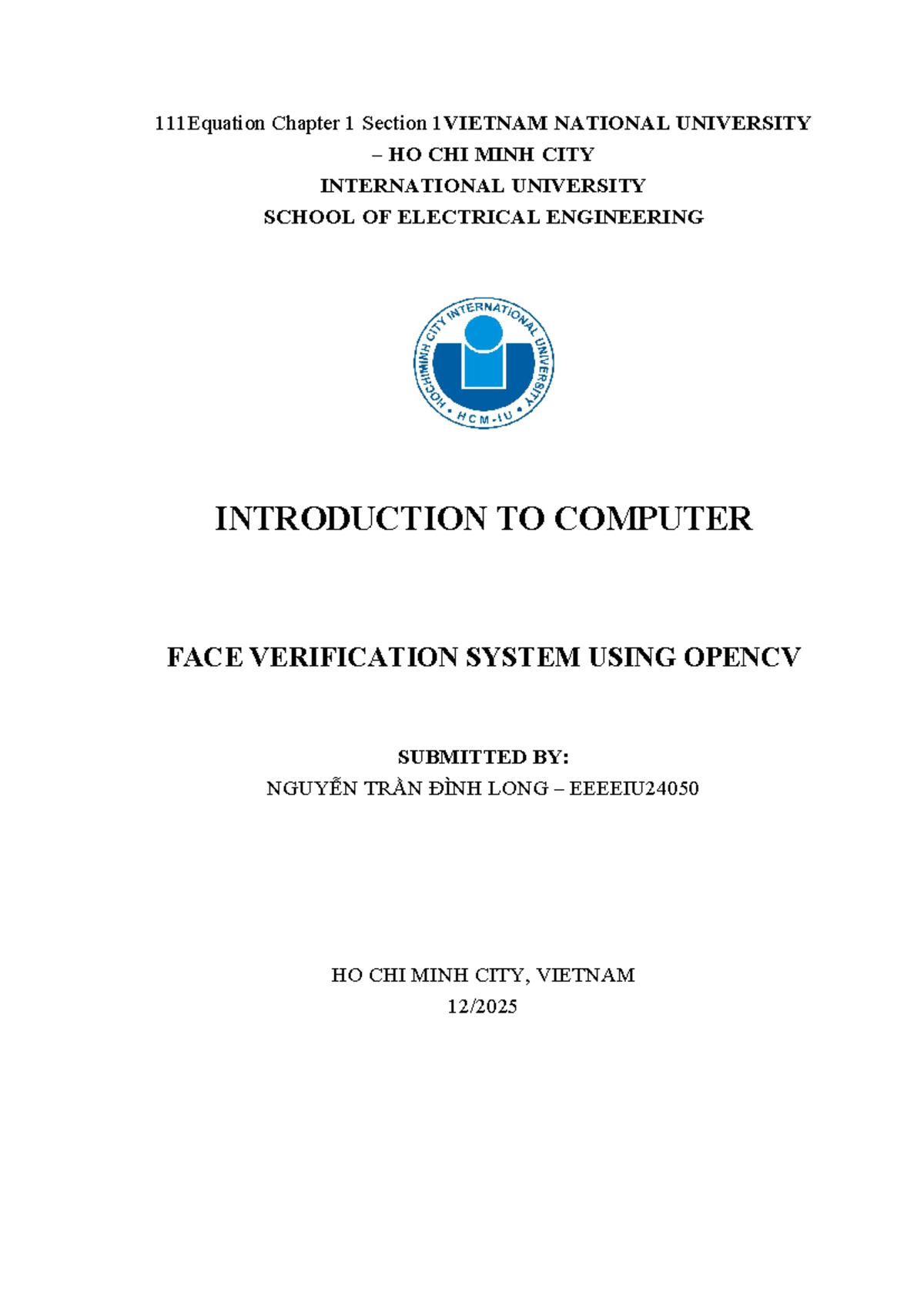 Introduction to Computer: Face Verification System Using OpenCV - Studocu