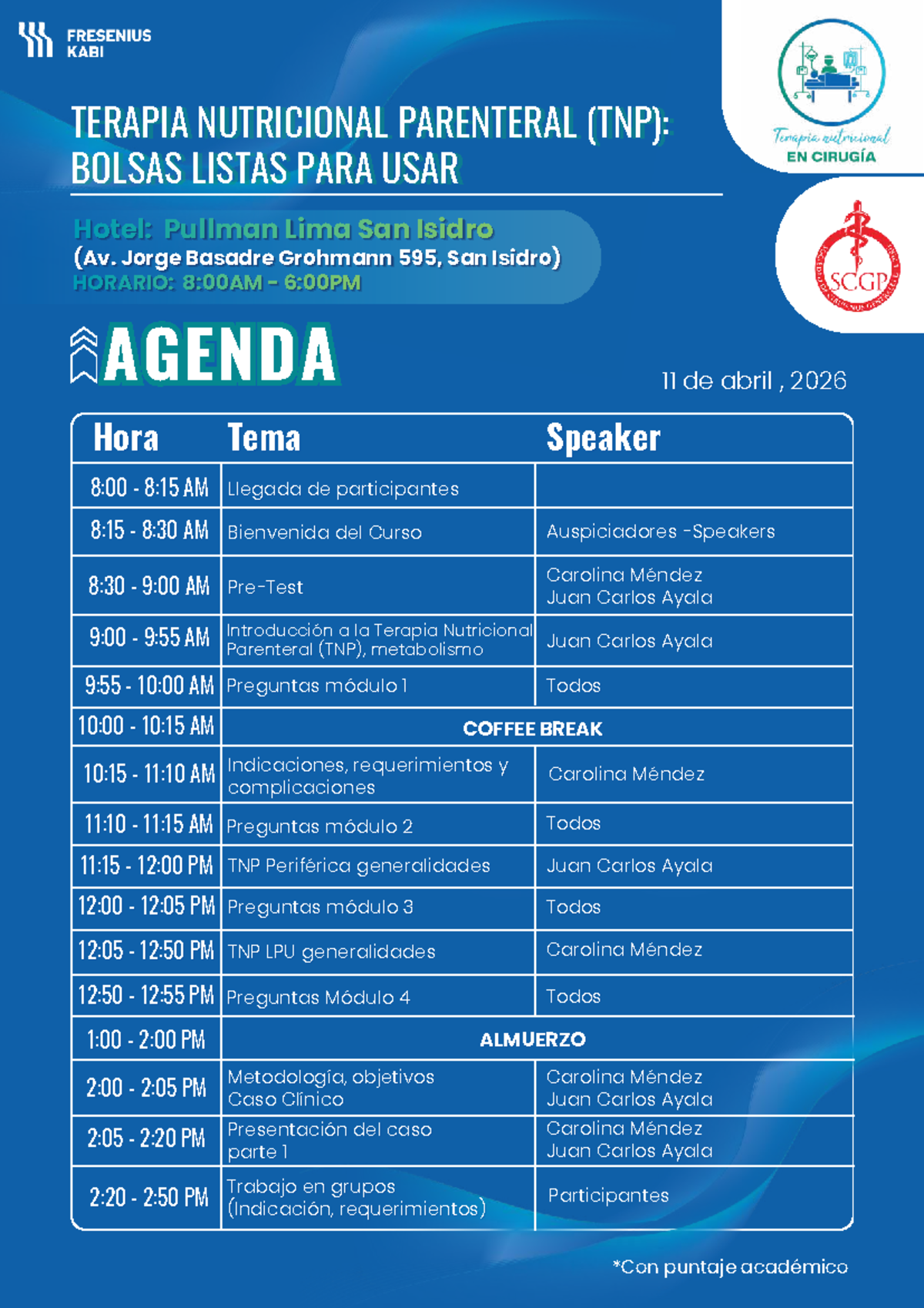 Terapia Nutricional Parenteral (TNP) - Agenda del Curso - Studocu