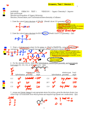 OChem Test 1 - Practice test. Lewis dot, acid-base, resonance ...
