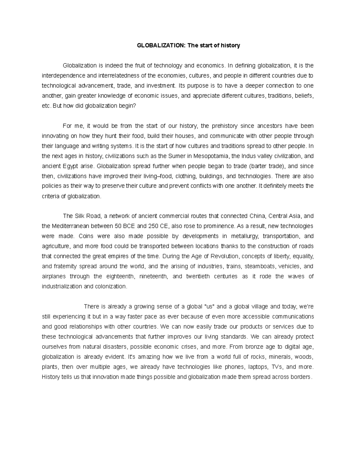Globalization issue - GLOBALIZATION: The start of history Globalization ...