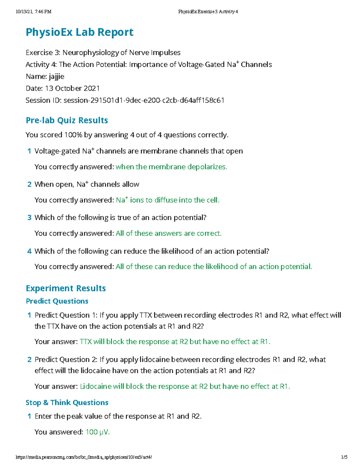 Physio Ex NEURO 3 Activity 4 Lab Report: Action Potential Insights ...