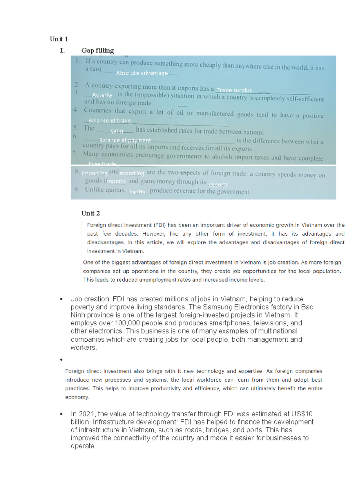 Midterm Practice for Course: Economic Impact of FDI in Vietnam - Studocu