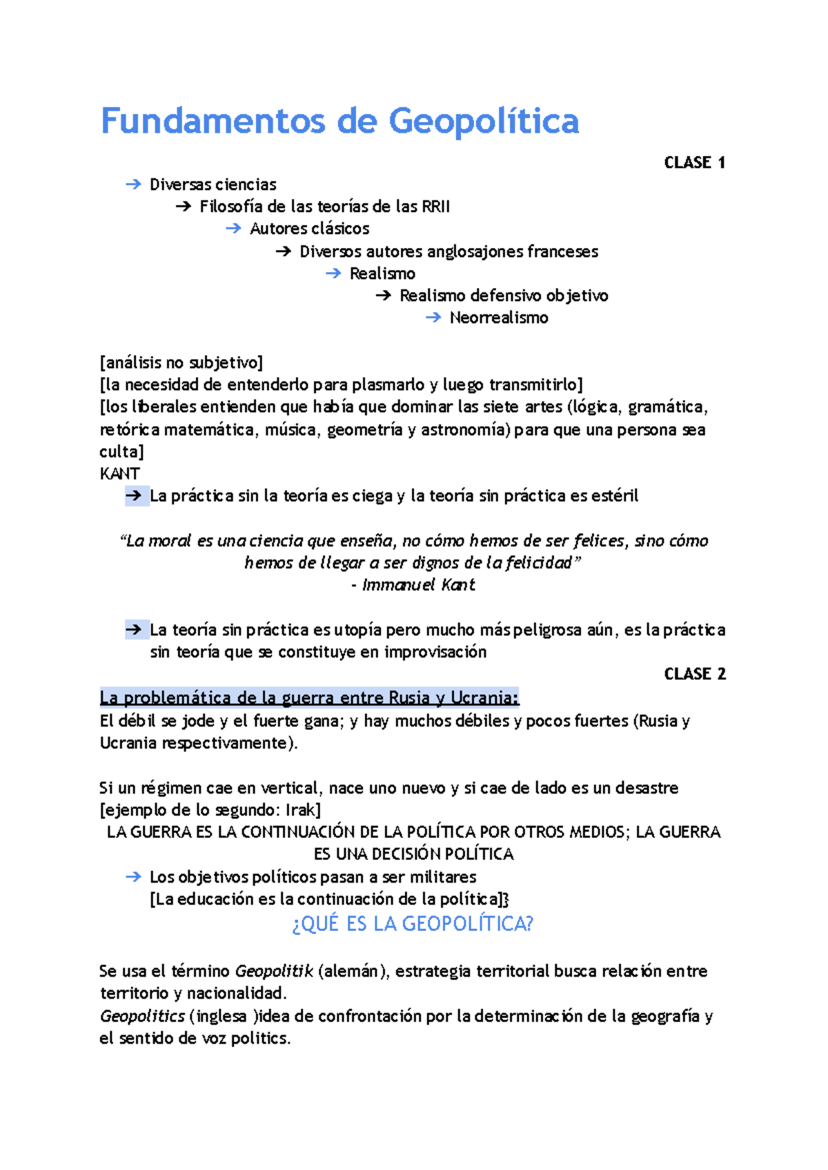 Fundamentos de Geopolítica: Clases 1-3 y Teorías Clásicas - Studocu