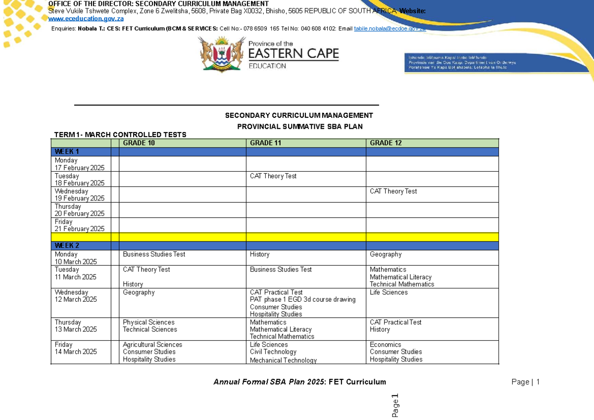 SCMD 2025 Annual SBA Plan: Secondary Curriculum Management - Studocu