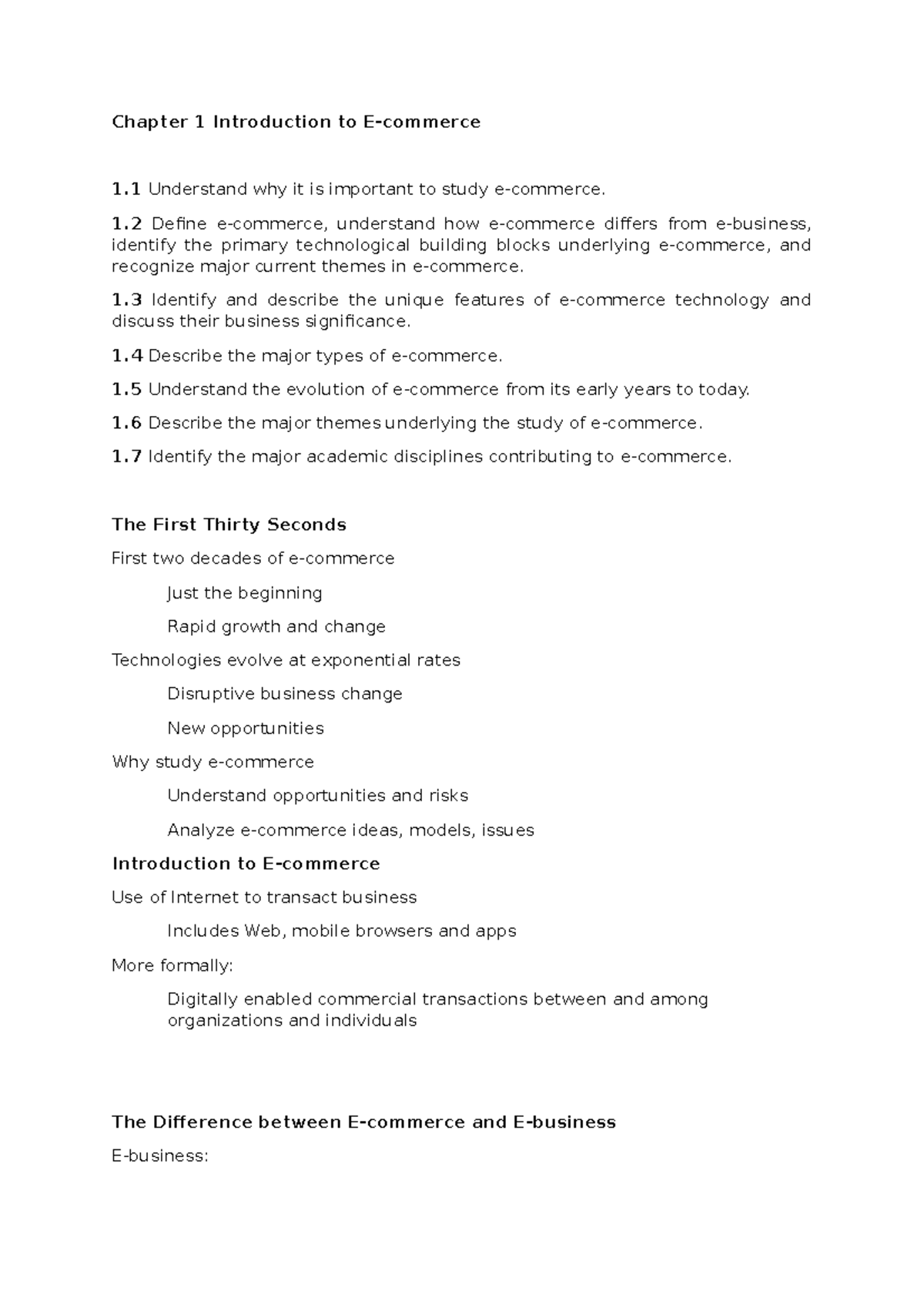 Chapter 1: Introduction to E-Commerce Concepts and Trends - Studocu