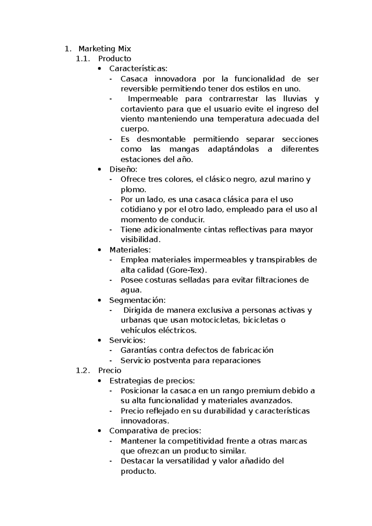 Marketing Mix 111: Análisis de Producto y Estrategias de Precio - Studocu