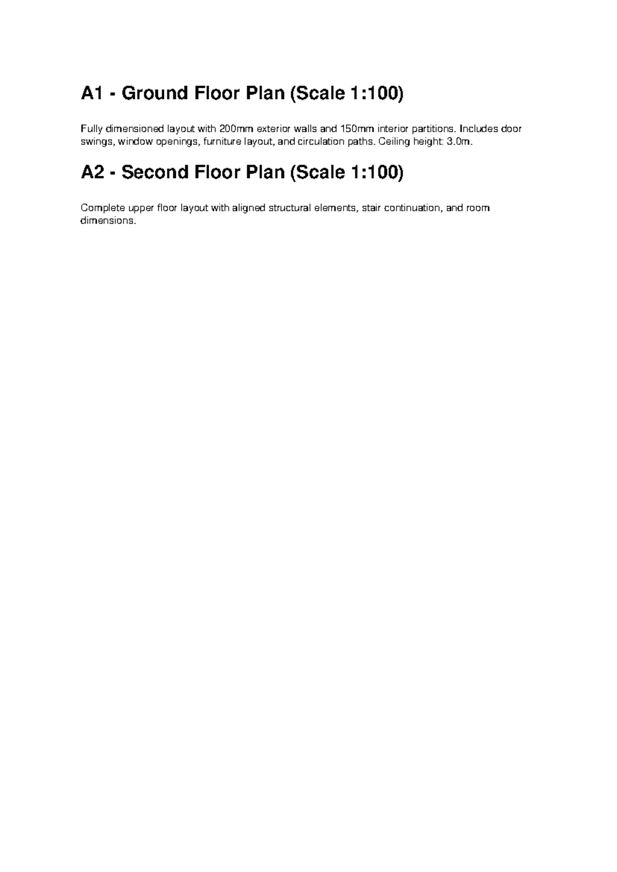 CAD Level Architectural Set: Ground & Floor Plans, Elevations - Studocu