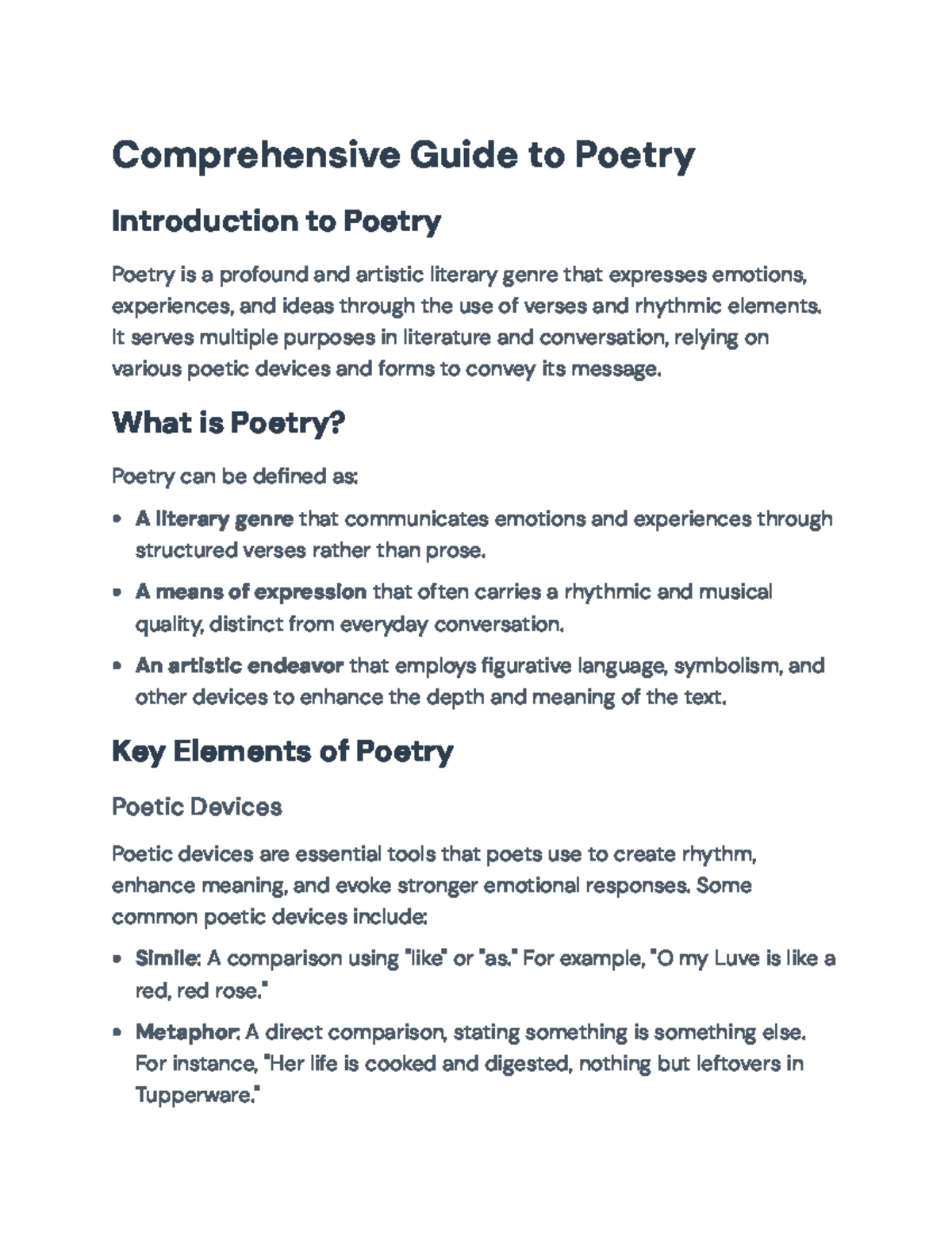 Comprehensive Guide to Poetry: Elements, Forms, and Analysis ...