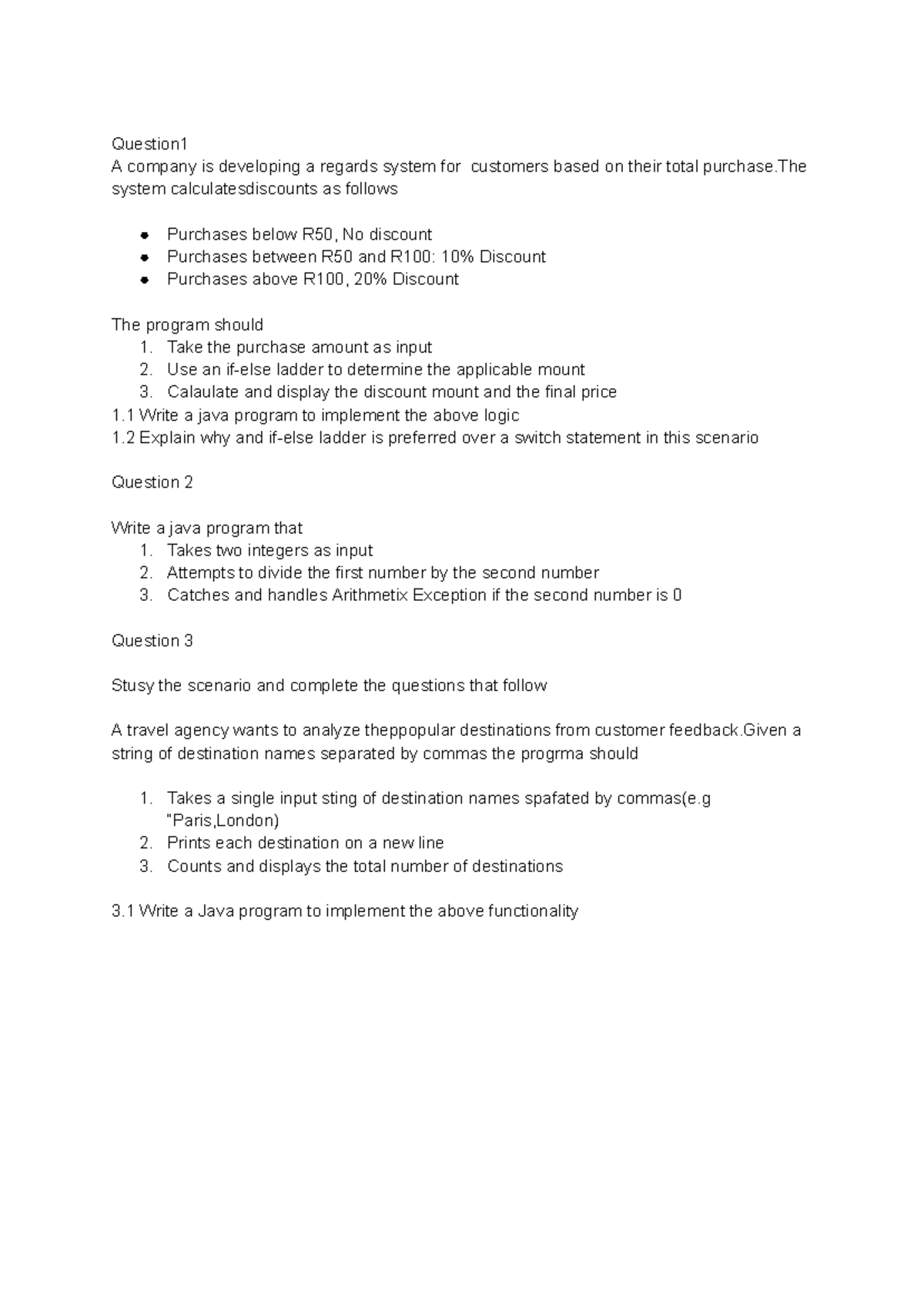 JAVA - Class test - Question A company is developing a regards system ...