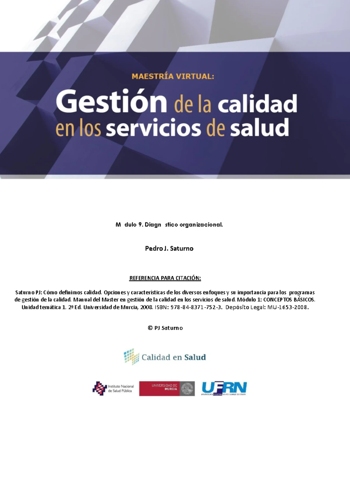 Módulo 9: Diagnóstico Organizacional en Gestión de Calidad - Master ...