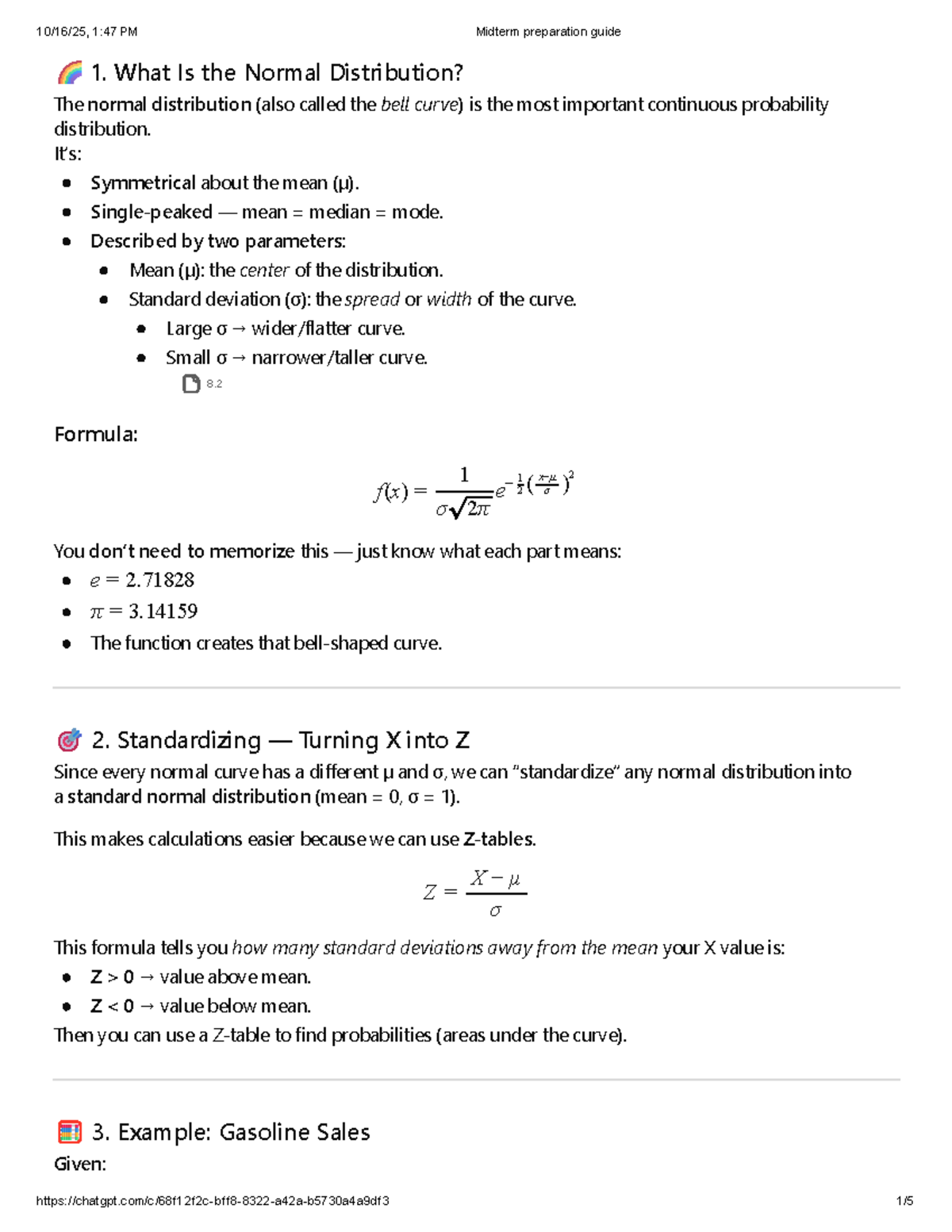 MATH 101 Midterm Preparation Guide: Understanding Normal Distribution ...
