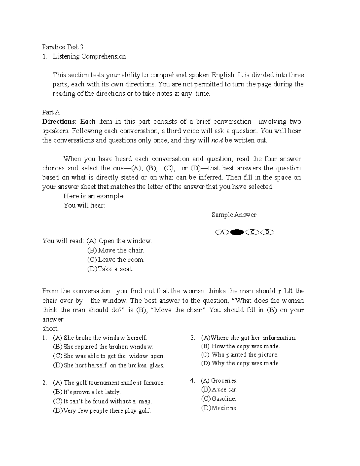 Practice Test 3: Listening & Structure Comprehension Guide - Studocu