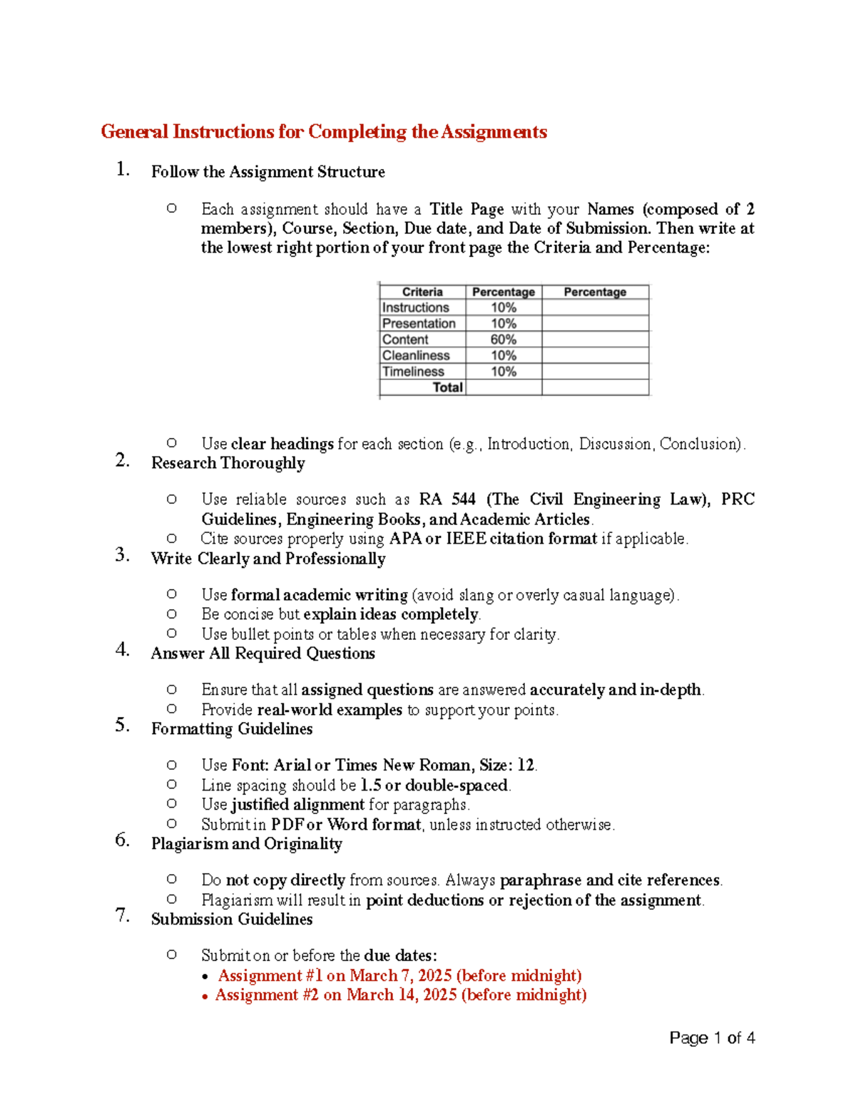 CE 4A & 4B Assignment Guidelines: Engineering Services Overview - Studocu