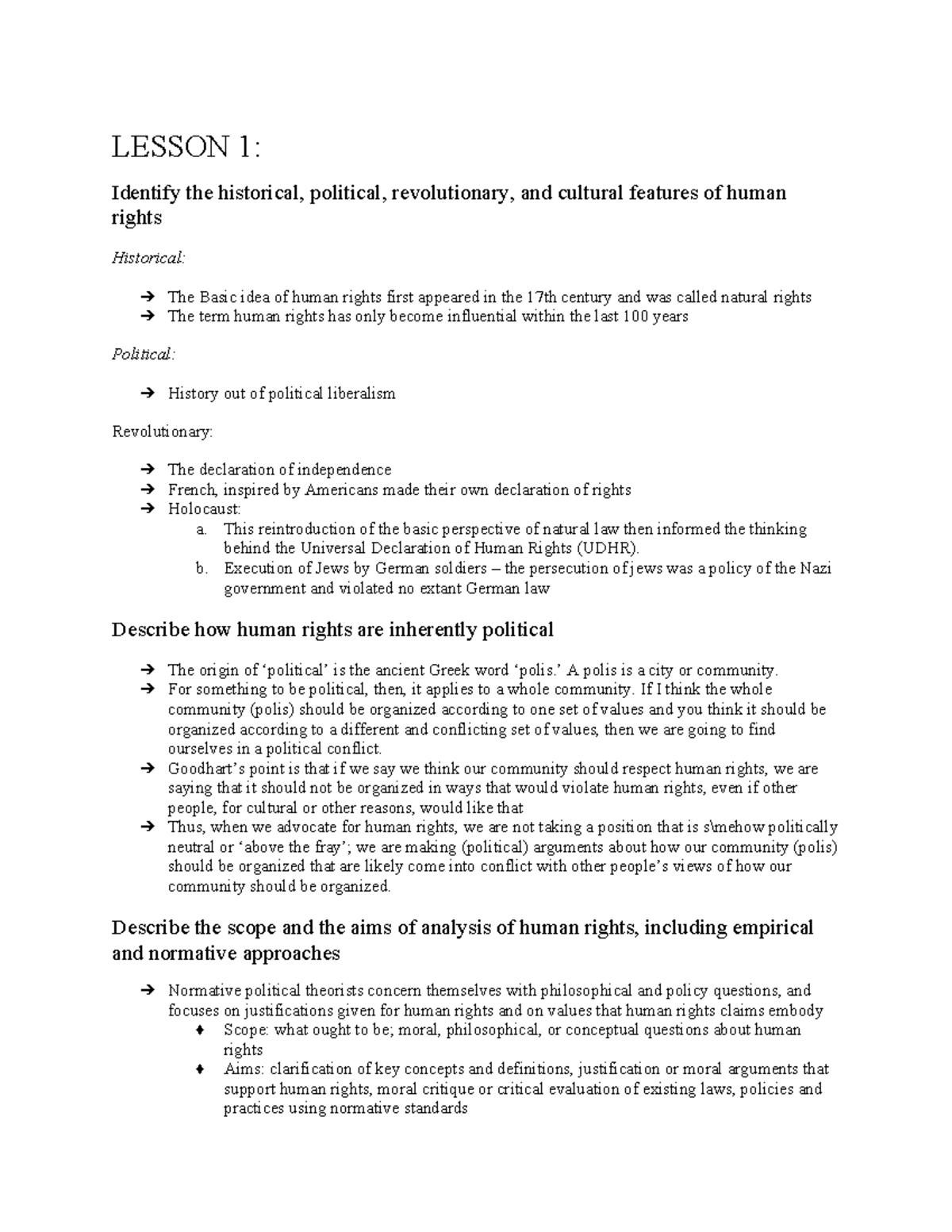 HR260 Final notes - LESSON 1: Identify the historical, political ...