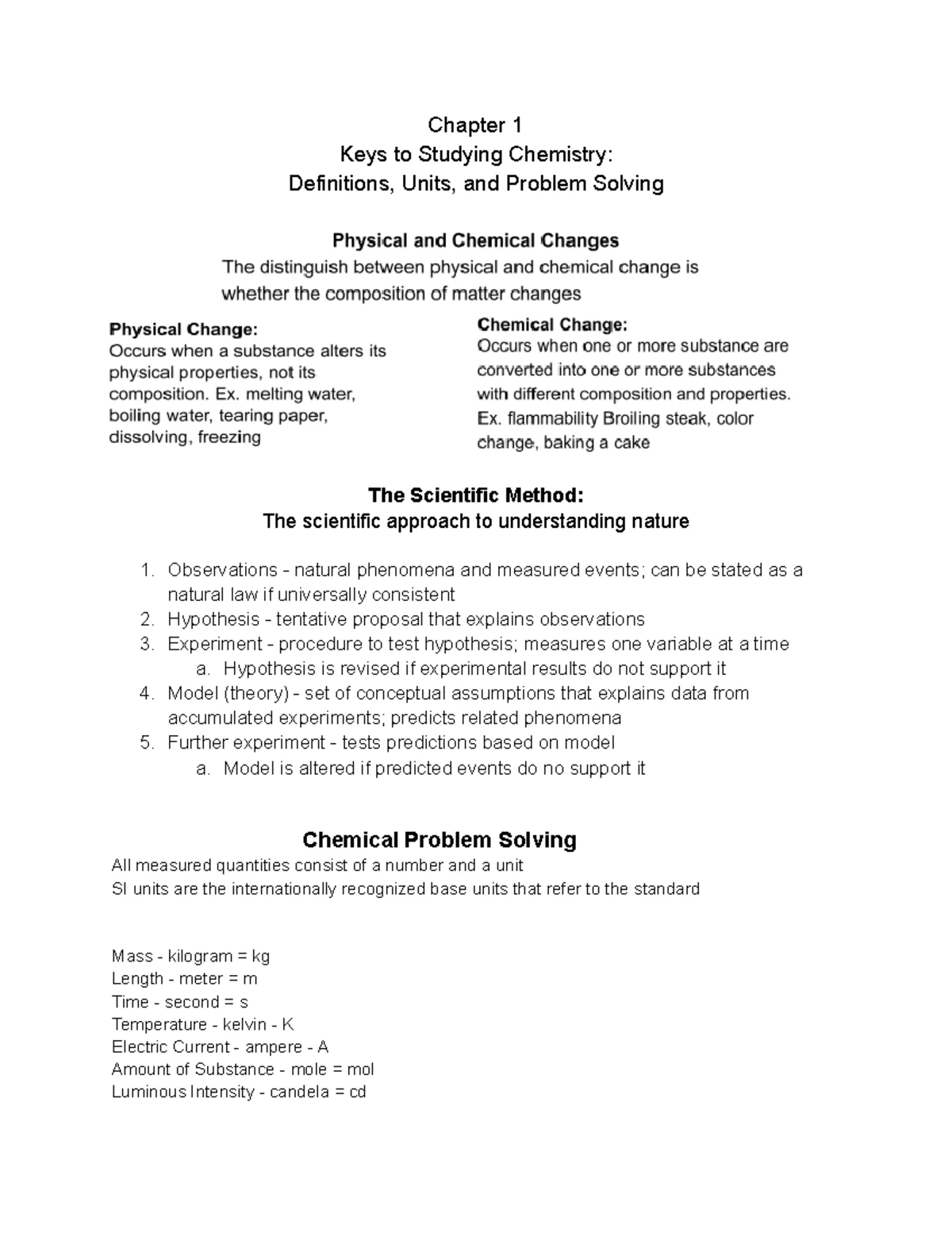 Chem 101 Lecture Notes: Foundations of Chemistry and Problem Solving ...