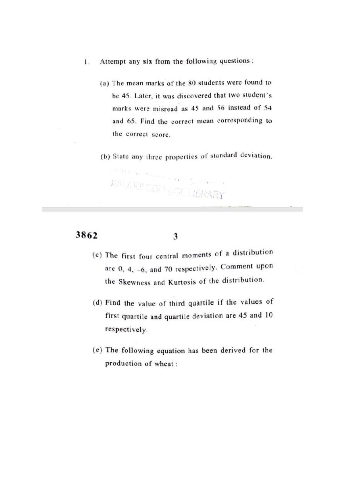 Statistics Paper 3862: Key Concepts and Problem Solutions - Studocu