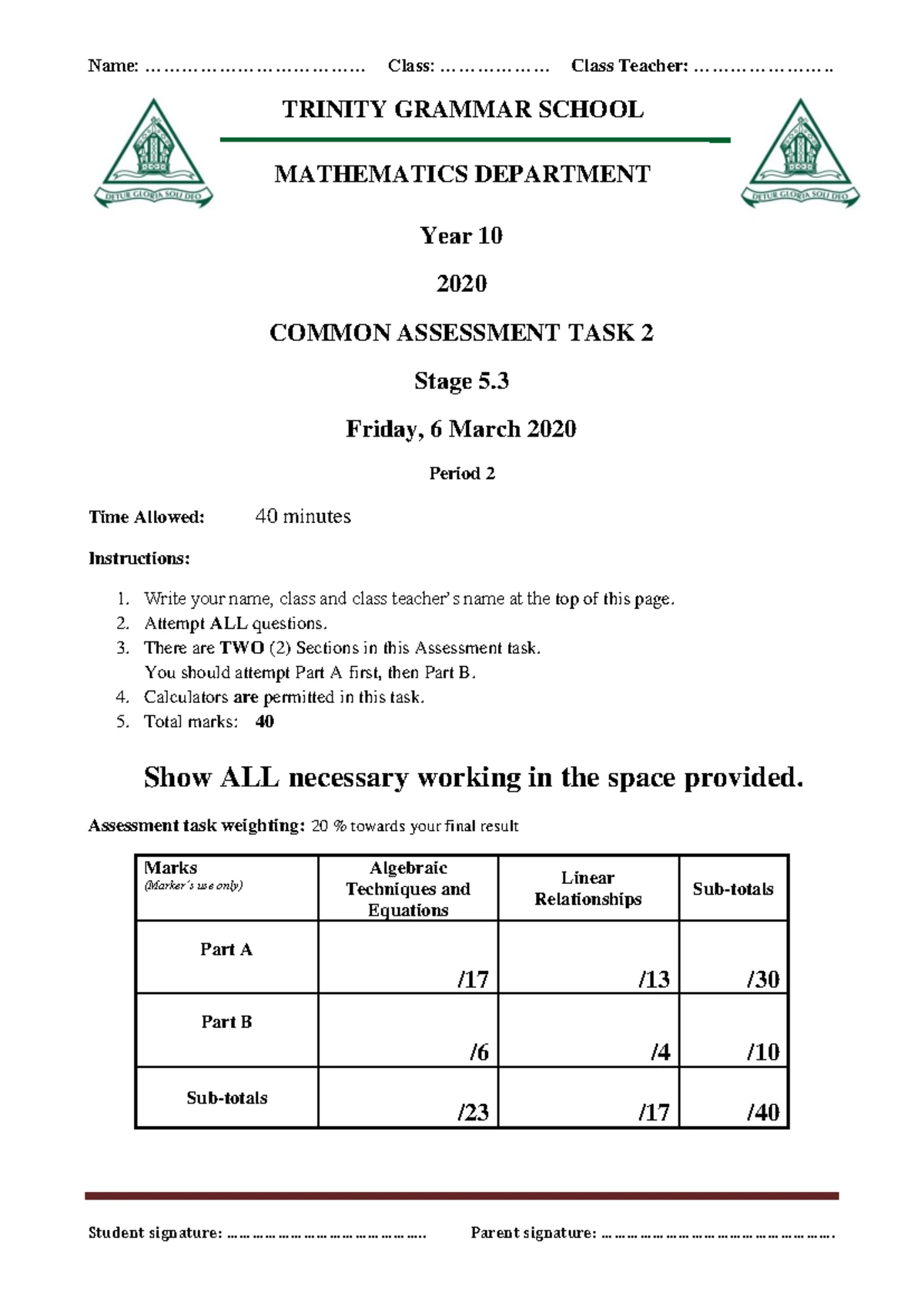2025 Year 11 Mathematics Advanced Project Assessment Task 1 - Studocu