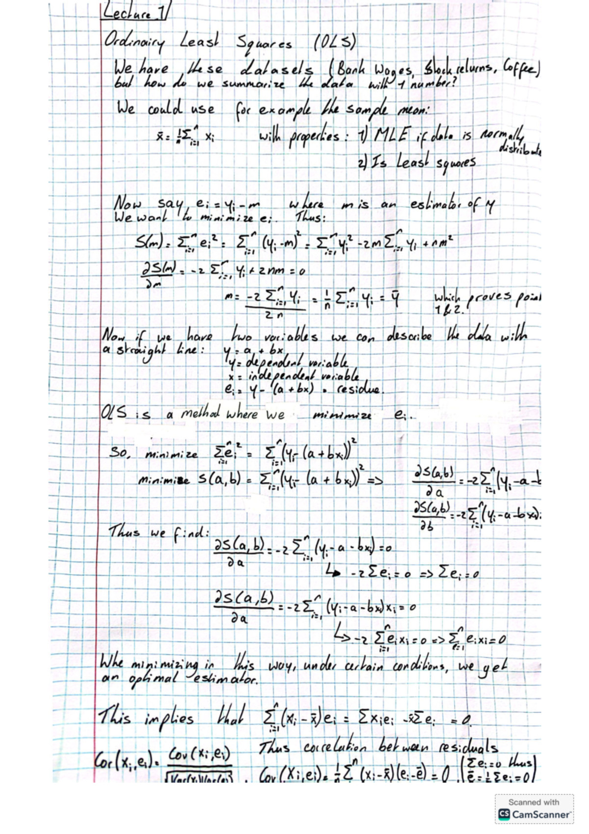 Lecture 1: Introduction to Ordinary Least Squares (OLS) Method ...