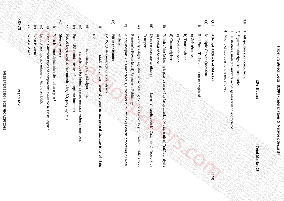 Information Network Security Exam (82904) - Practice Paper - Studocu