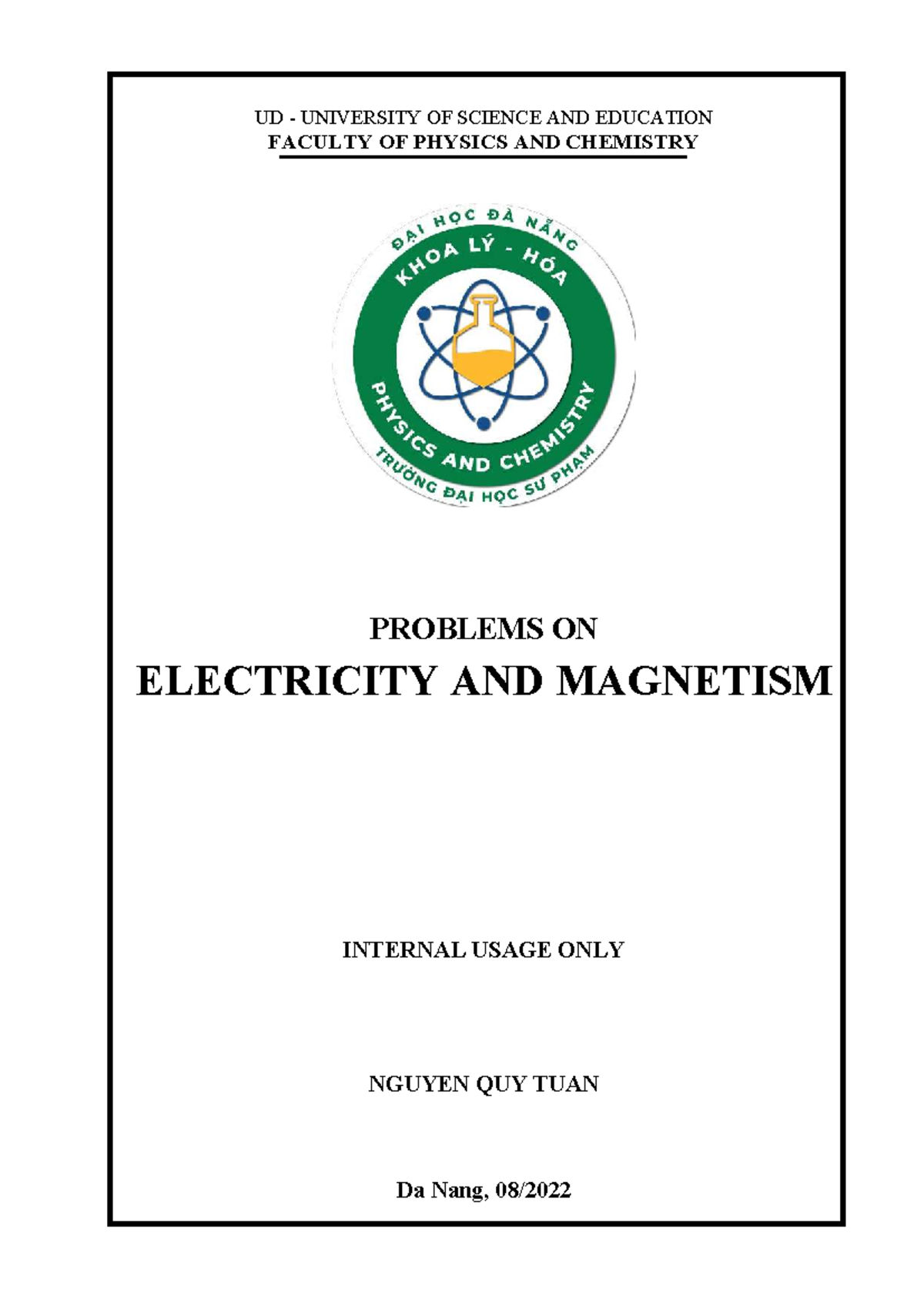 250912 K24 Homework: Problems on Electricity and Magnetism - Studocu