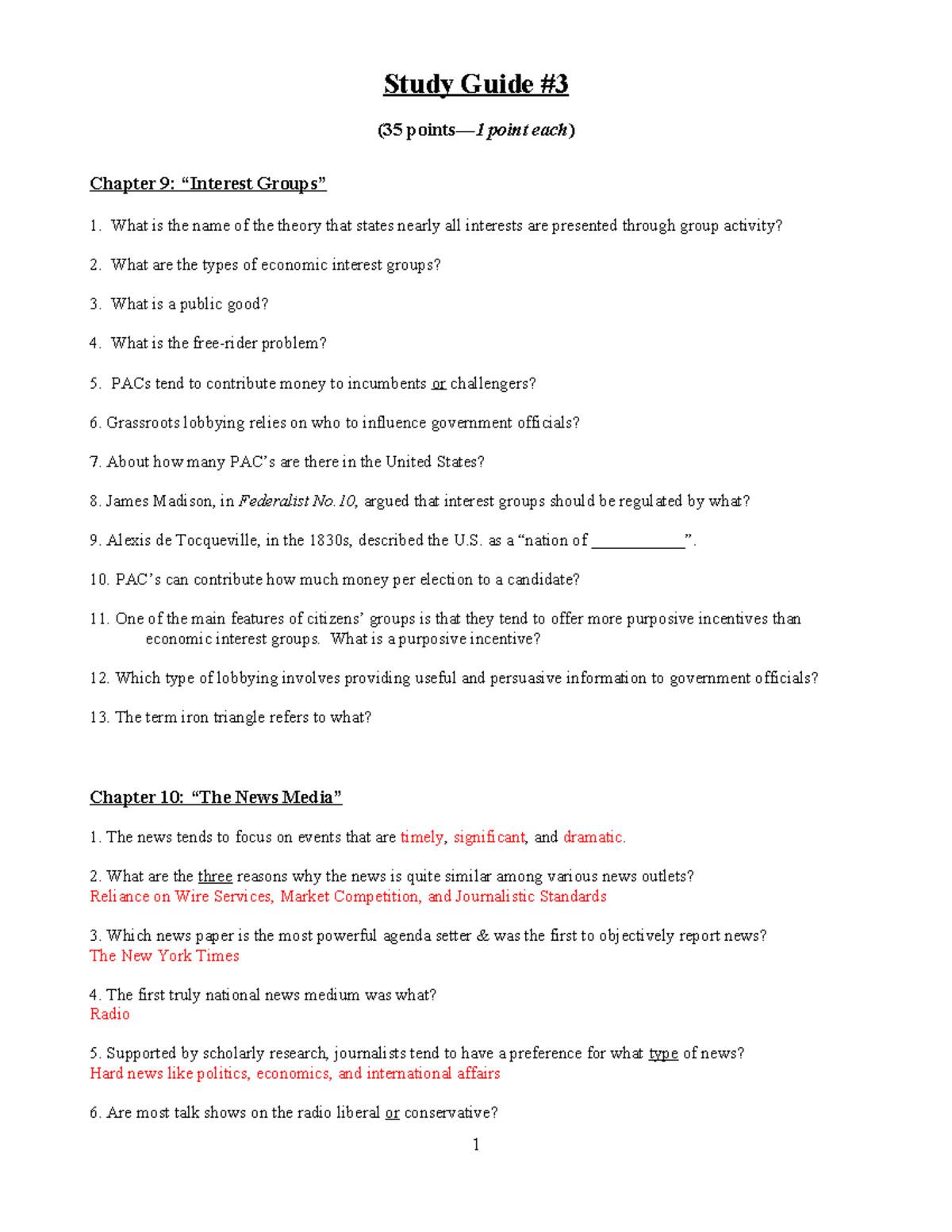 Study Guide #3: Interest Groups & News Media Concepts (POSC 101) - Studocu