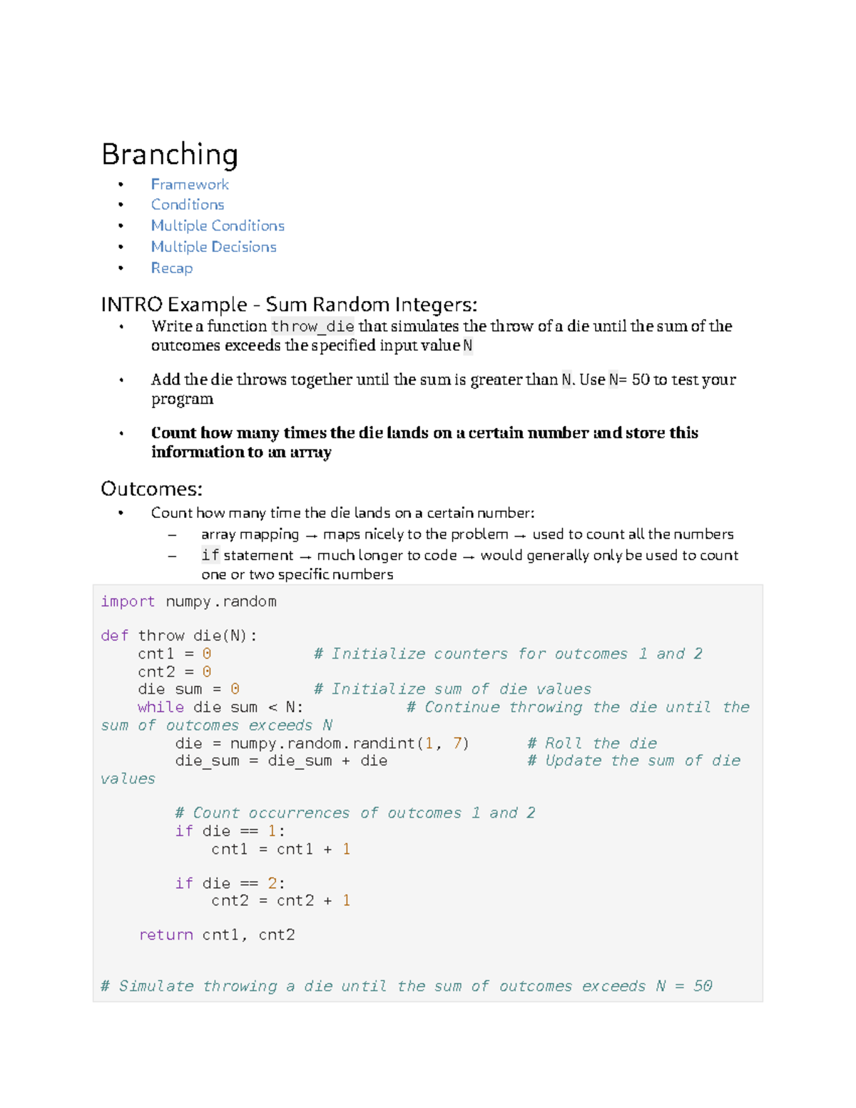 Branching Framework Conditions Recap: Multiple Decisions & Examples ...